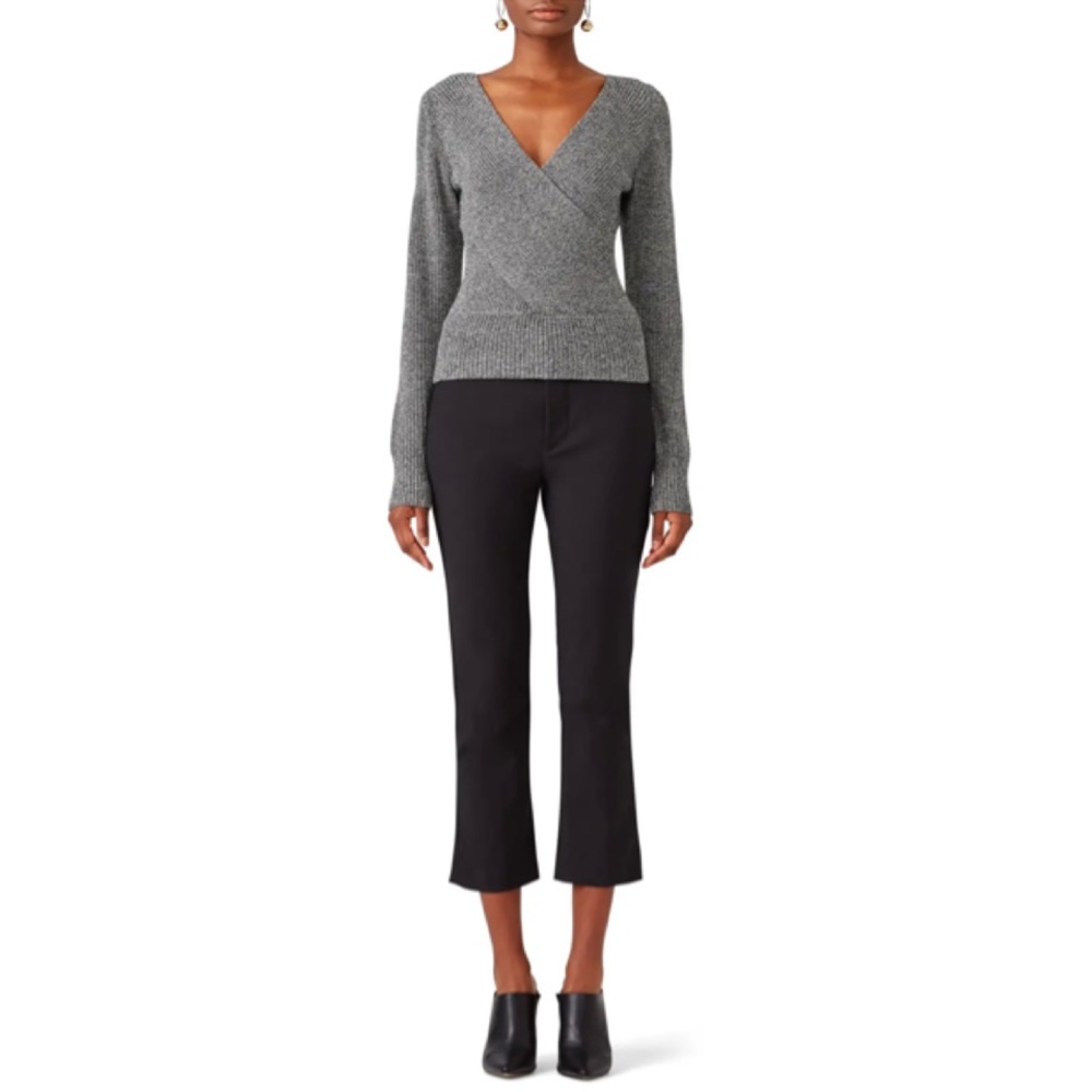 Tome NYC Black Wool Knit Crossover Sweater Size Small $525